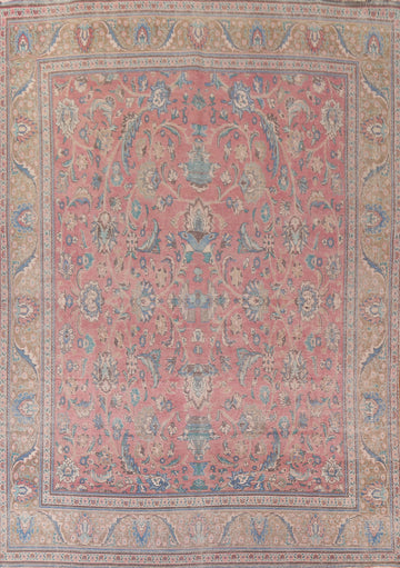 Pink Floral Tabriz Persian Area Rug 10x13