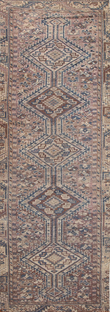 Antique Wool Shiraz Persian Runner Rug 3x9