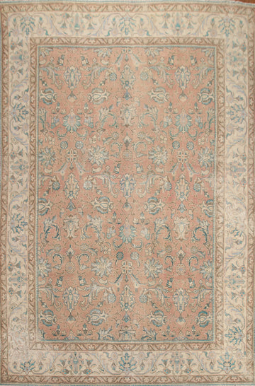 Distressed Floral Tabriz Persian Area Rug 9x12