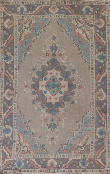 Gray Geometric Tabriz Persian Area Rug 6x10