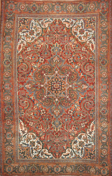 Handmade Wool Heriz Persian Area Rug 7x9