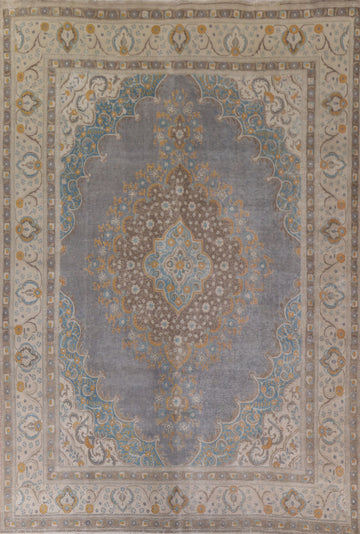 Gray Distressed Tabriz Persian Area Rug 10x13