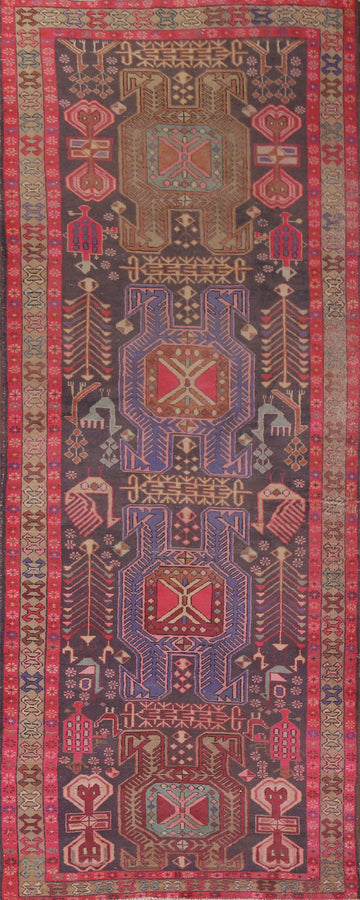 Vintage Wool Meshkin Persian Runner Rug 4x11