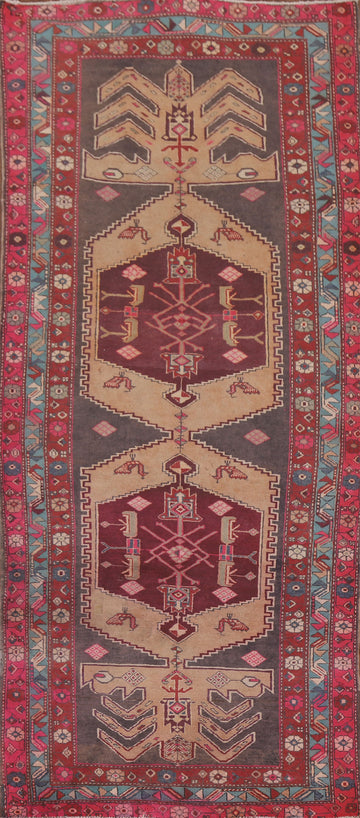 Geometric Wool Meshkin Persian Runner Rug 4x10