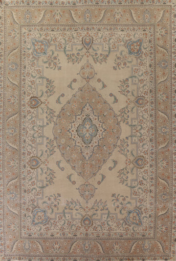 Distressed Wool Tabriz Persian Area Rug 10x13