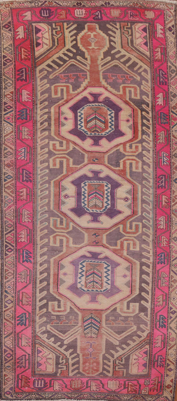Geometric Wool Meshkin Persian Runner Rug 4x10