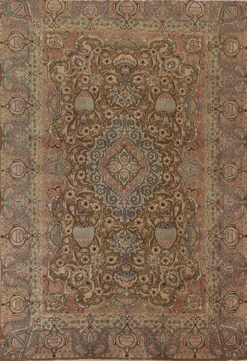 Brown Floral Kashmar Persian Area Rug 9x12