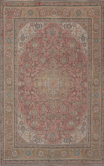 Pink Geometric Tabriz Persian Area Rug 6x9