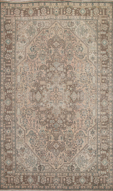 Distressed Geometric Tabriz Persian Area Rug 6x10