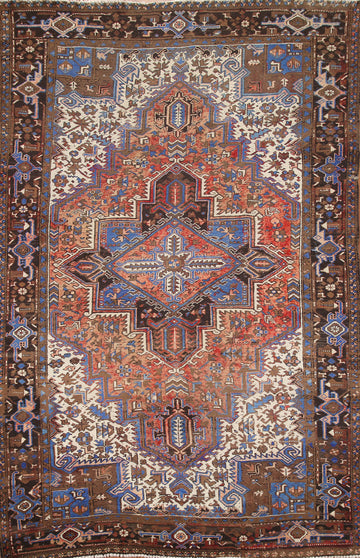 Geometric Heriz Persian Area Rug 7x10