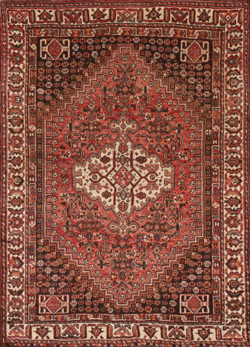 Geometric Red Shiraz Persian Area Rug 4x5