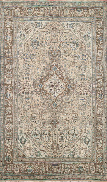 Geometric Wool Tabriz Persian Area Rug 6x10