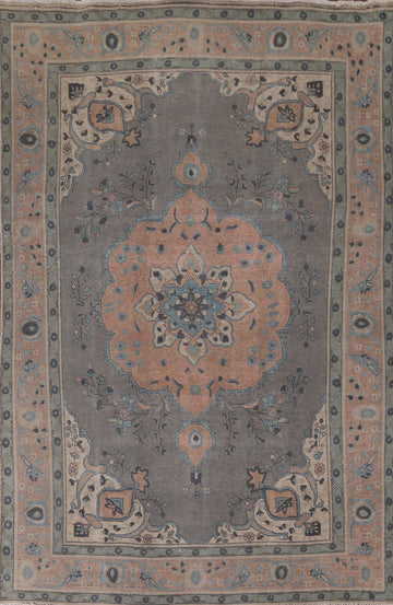 Gray Over-Dye Tabriz Persian Area Rug 7x10