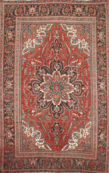 Red Wool Heriz Persian Area Rug 8x11