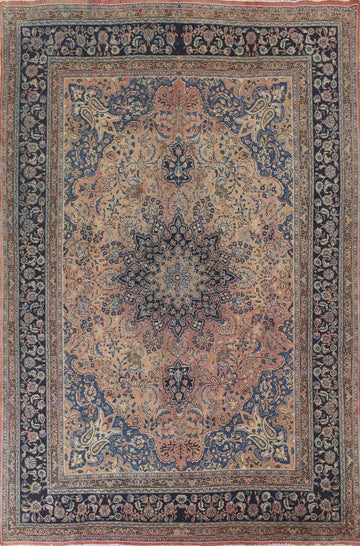 Floral Vintage Mashad Persian Area Rug 9x13