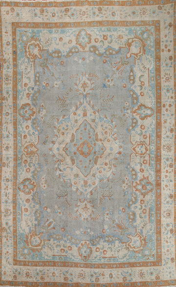 Distressed Gray Tabriz Persian Area Rug 9x13