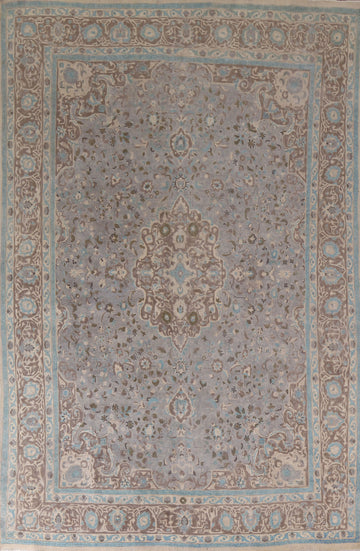 Distressed Gray Tabriz Persian Area Rug 9x13
