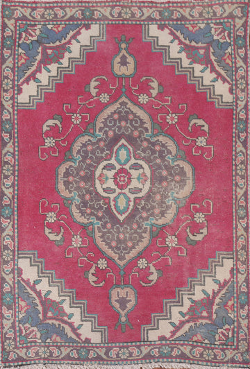 Vintage Geometric Tabriz Persian Rug 3x5