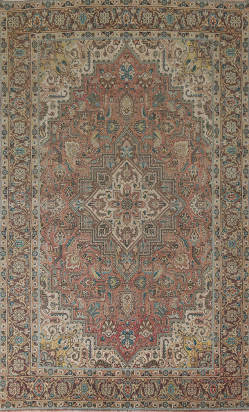 Geometric Pink Tabriz Persian Area Rug 6x10