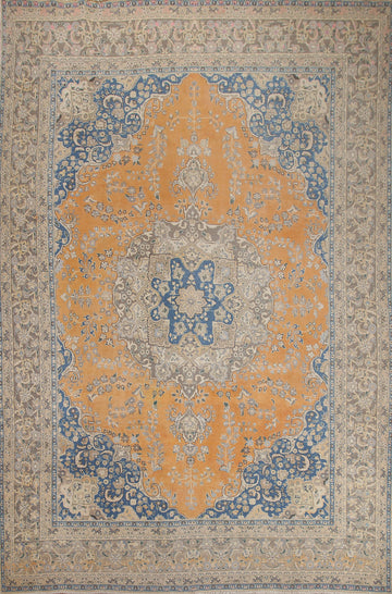 Vintage Floral Mashad Persian Area Rug 9x12