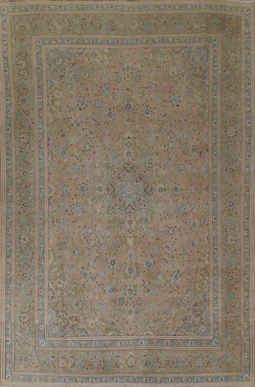 Distressed Wool Mashad Persian Area Rug 10x13