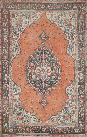Vintage Wool Tabriz Persian Area Rug 7x9