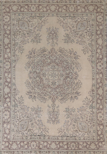 Distressed Wool Tabriz Persian Area Rug 7x9