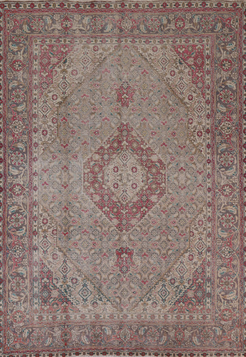 Distressed Geometric Tabriz Persian Area Rug 8x11