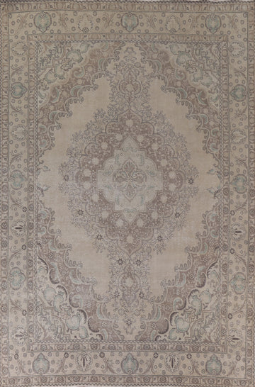 Distressed Wool Tabriz Persian Area Rug 10x12