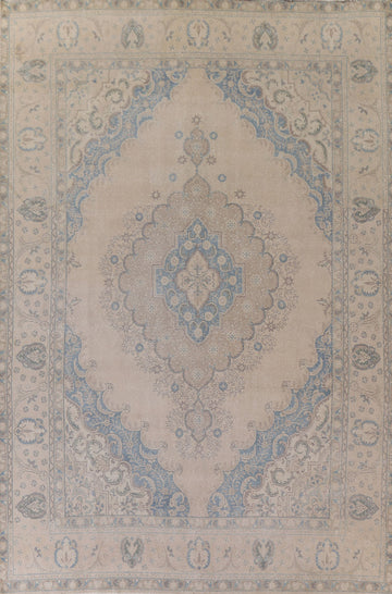 Distressed Wool Tabriz Persian Area Rug 10x13