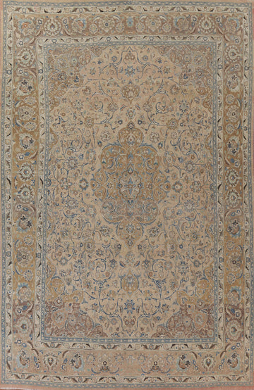 Vintage Floral Mashad Persian Area Rug 9x12