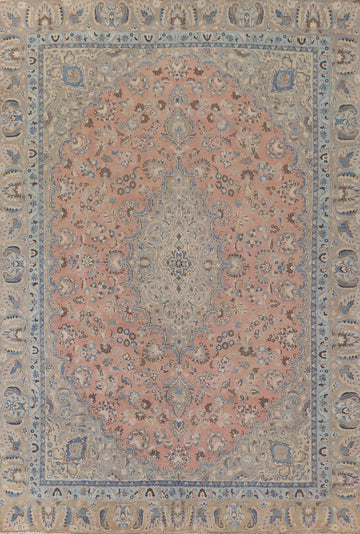 Pink Floral Mashad Persian Area Rug 9x12