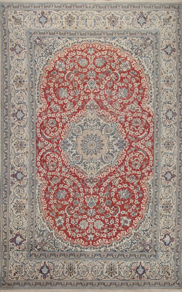 Vintage Floral Nain Persian Area Rug 8x11