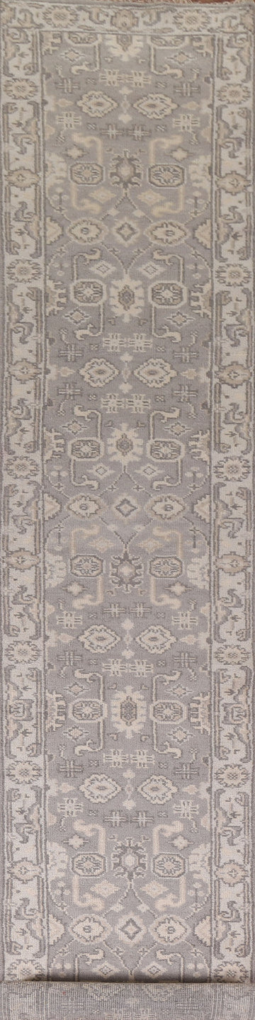 Geometric Wool Oushak Runner Rug 3x16