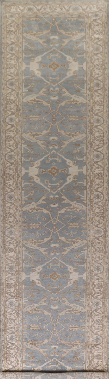 Gray Wool Oushak Oriental Runner Rug 4x22