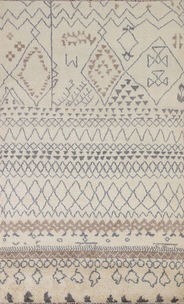 Earth Tone Plush Moroccan Indian Area Rug 5x8