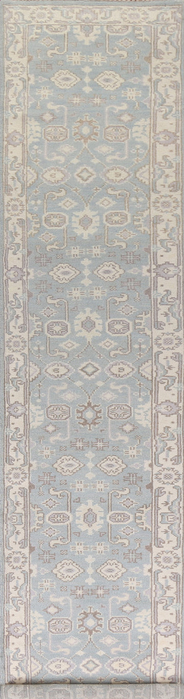 Light Blue Oushak Oriental Runner Rug 3x16