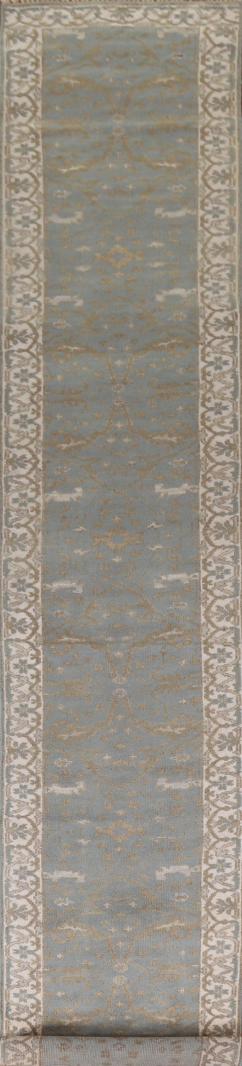 Gray Blue Oushak Oriental Runner Rug 3x19