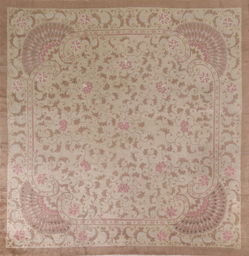 Vegetable Dye Antique Art Deco Square Area Rug 9x9