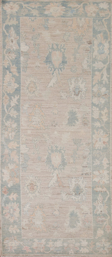 Vegetable Dye Oushak Turkish Runner Rug 3x8