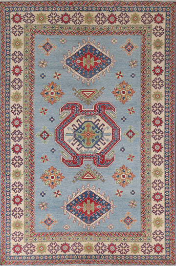 Light Blue Kazak Handmade Area Rug 7x10