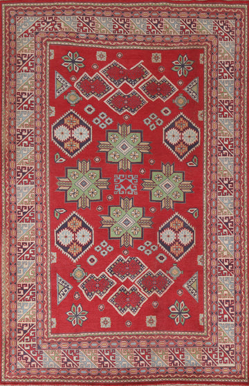 South Western Kazak Red Wool Area Rug 7x10