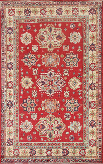 South Western Kazak Red Wool Area Rug 7x10