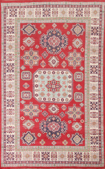 Geometric Red Kazak Oriental Area Rug 6x10