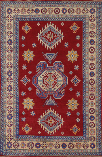 South Western Kazak Red Wool Area Rug 7x10