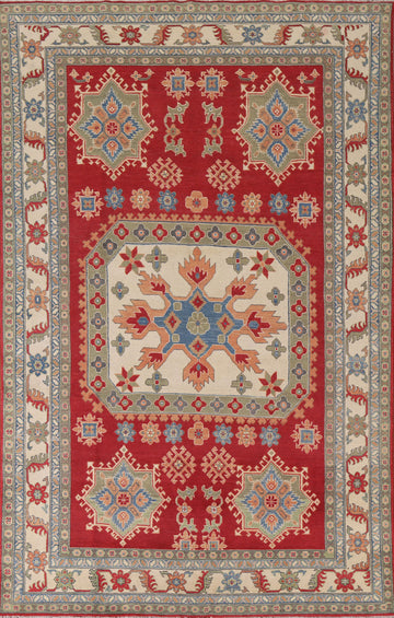 Geometric Red Kazak Oriental Area Rug 6x10