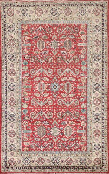 Geometric Red Kazak Oriental Area Rug 7x10