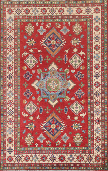 Geometric Red Kazak Oriental Area Rug 7x10
