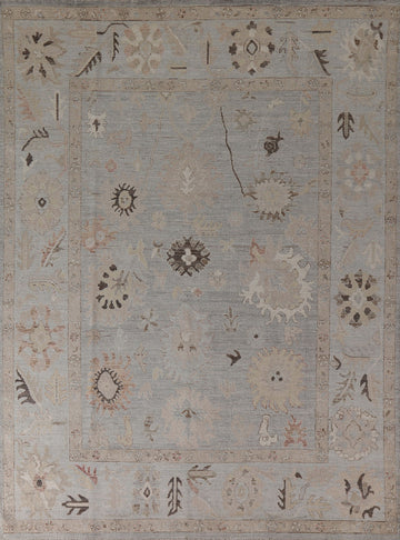 Muted Floral Oushak Vegetable Dye Area Rug 8x10