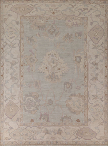 Muted Color Green Oushak Vegetable Dye Area Rug 8x10